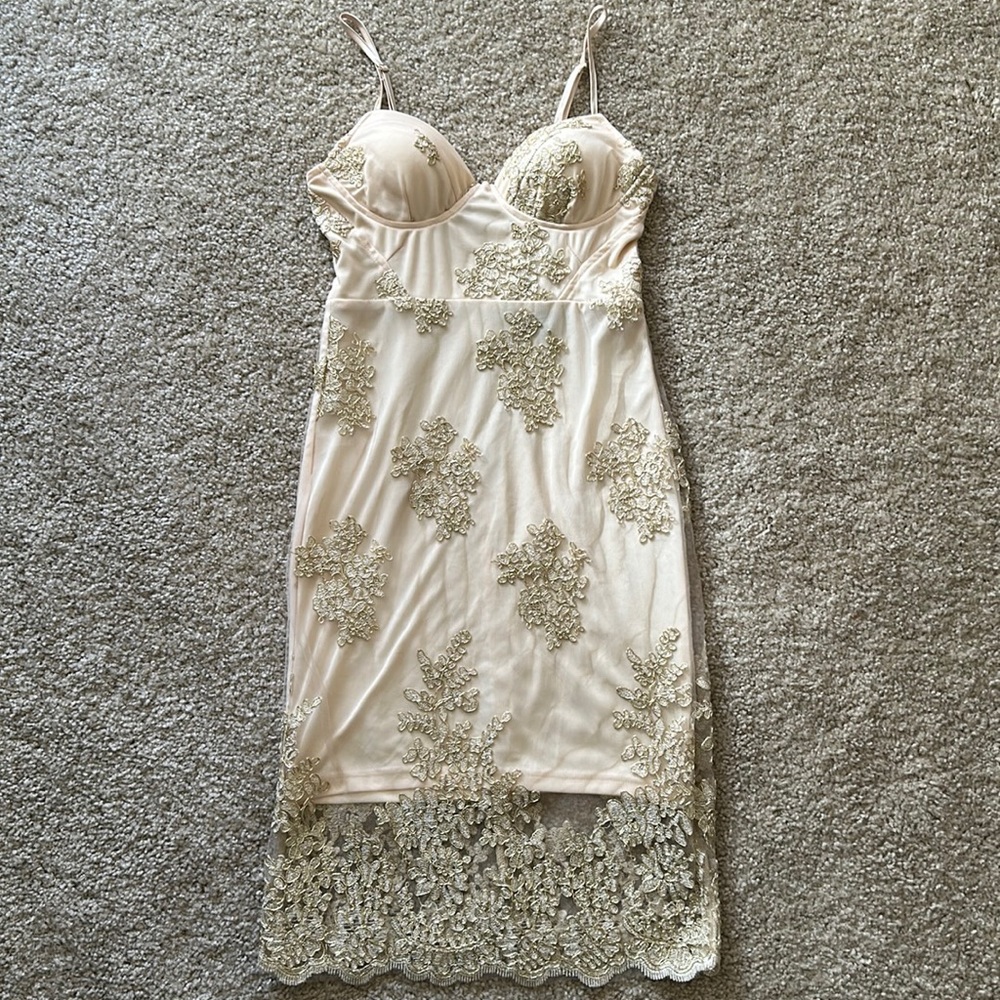 Fashion Nova Gold Dress with Sequins